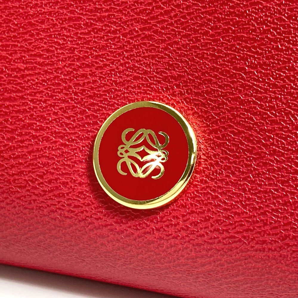 LOEWE Anagram Cosmetic Pouch, Leather, Red, Women's