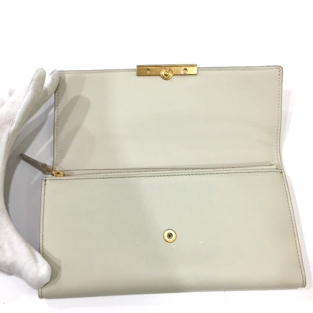BOTTEGA VENETA 578751 ロングウォレット 小物 三つ折り 長財布 レザー レディース プラスター オフホワイト