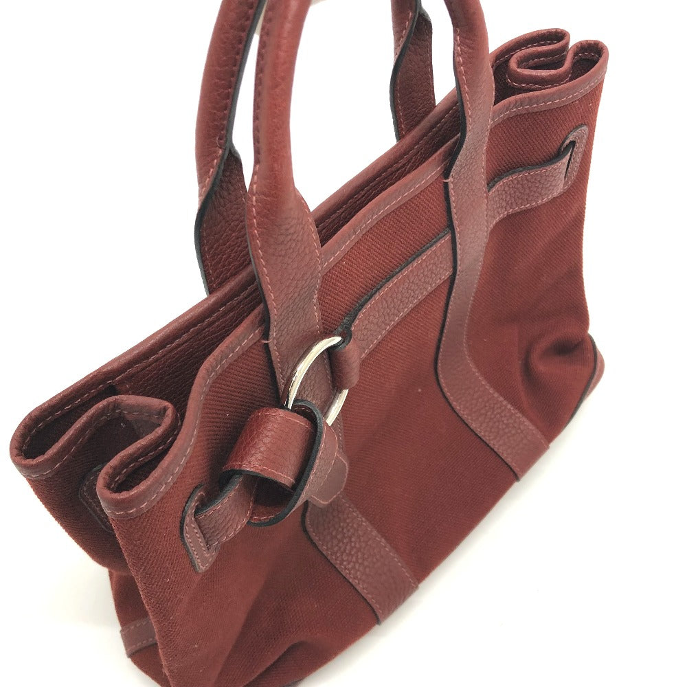 HERMES Petite Santu Tote Bag, Canvas/Leather, Women's, Bordeaux