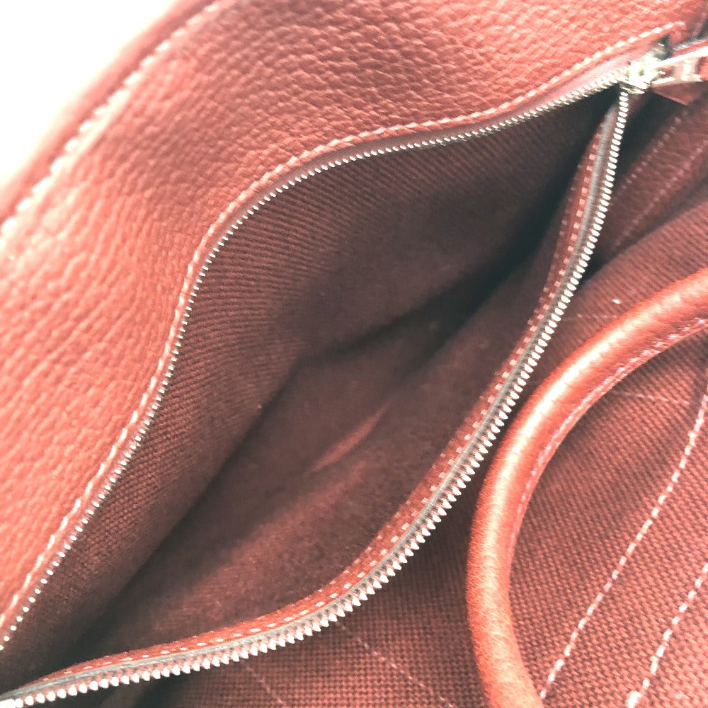 HERMES Petite Santu Tote Bag, Canvas/Leather, Women's, Bordeaux
