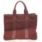 HERMES Petite Santu Tote Bag, Canvas/Leather, Women's, Bordeaux