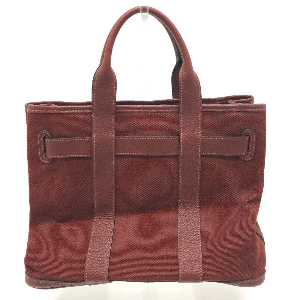 HERMES Petite Santu Tote Bag, Canvas/Leather, Women's, Bordeaux