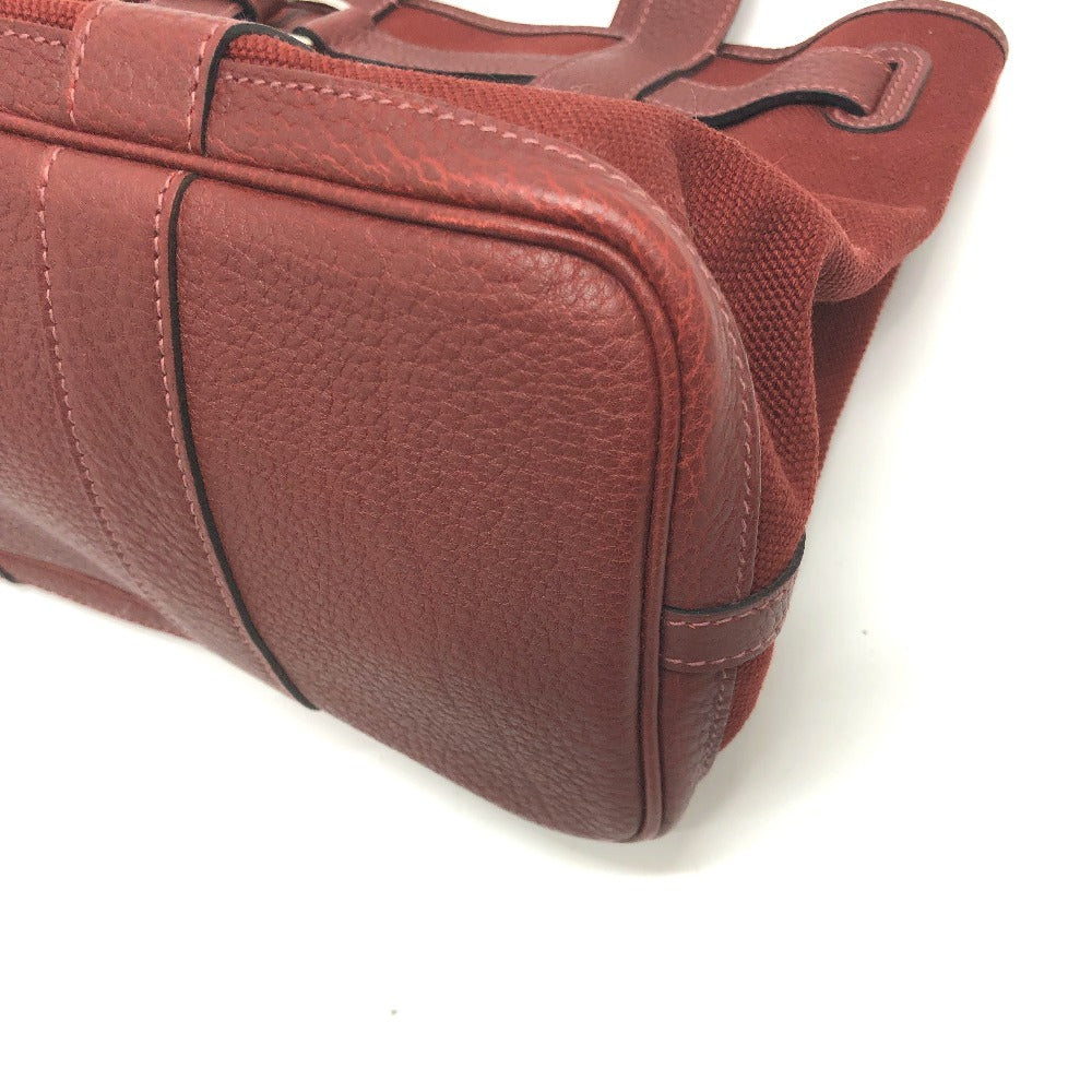 HERMES Petite Santu Tote Bag, Canvas/Leather, Women's, Bordeaux