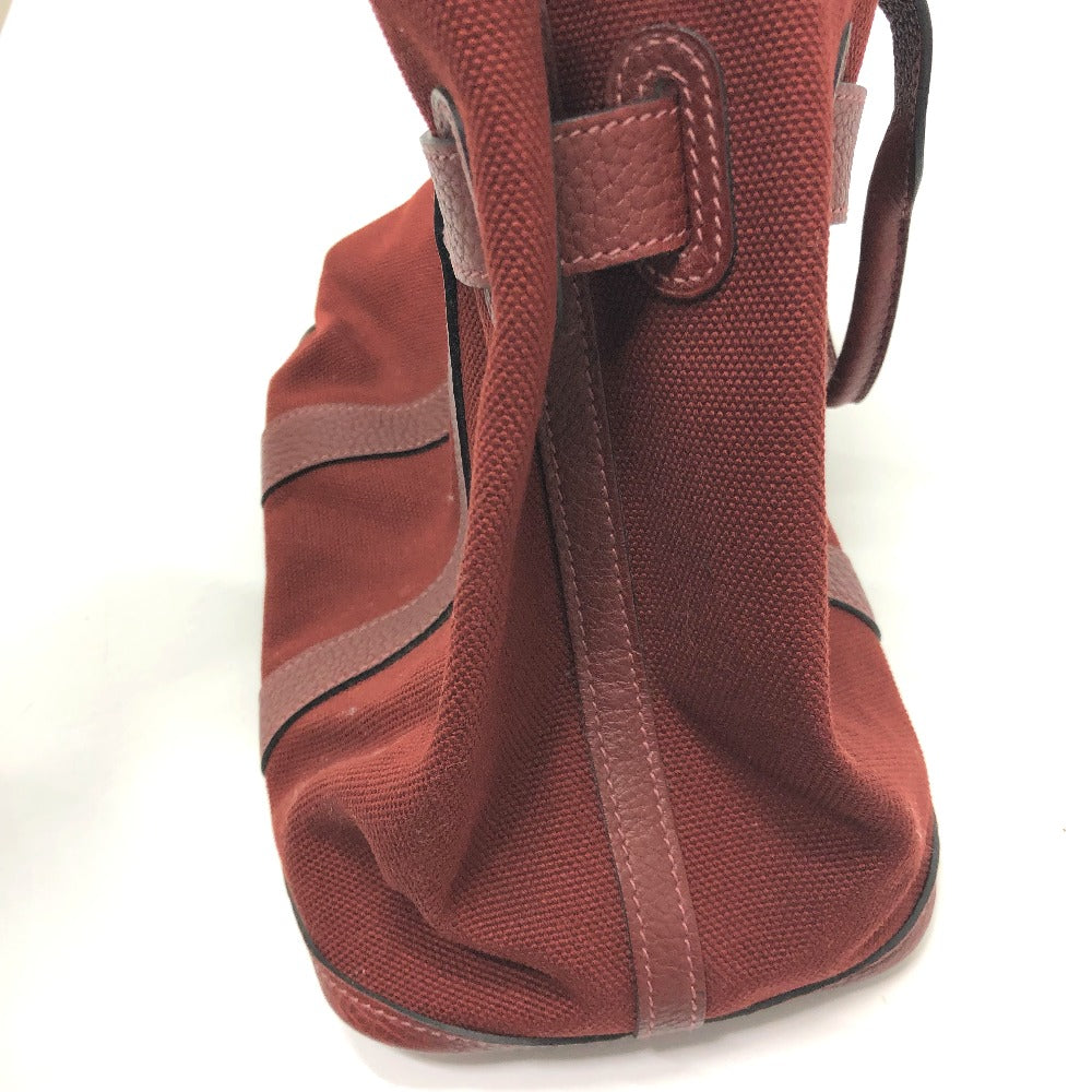 HERMES Petite Santu Tote Bag, Canvas/Leather, Women's, Bordeaux