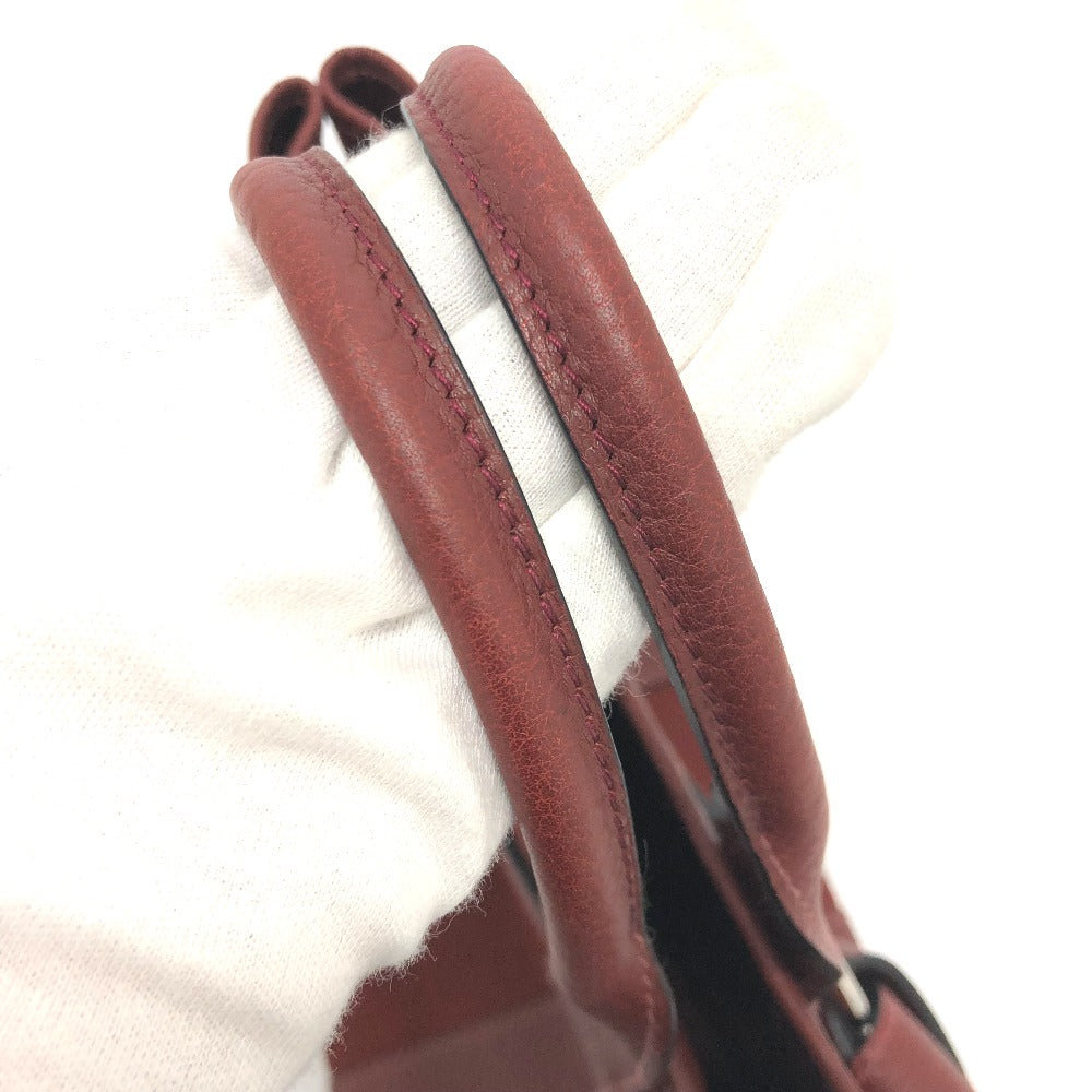 HERMES Petite Santu Tote Bag, Canvas/Leather, Women's, Bordeaux