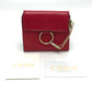 Chloe Chain Compact Wallet, Bifold Leather, Women's, Red
