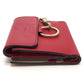 Chloe Chain Compact Wallet, Bifold Leather, Women's, Red
