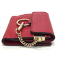 Chloe Chain Compact Wallet, Bifold Leather, Women's, Red