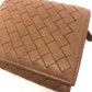 BOTTEGA VENETA Intrecciato Compact Wallet, Tri-fold Leather, Women's, Brown