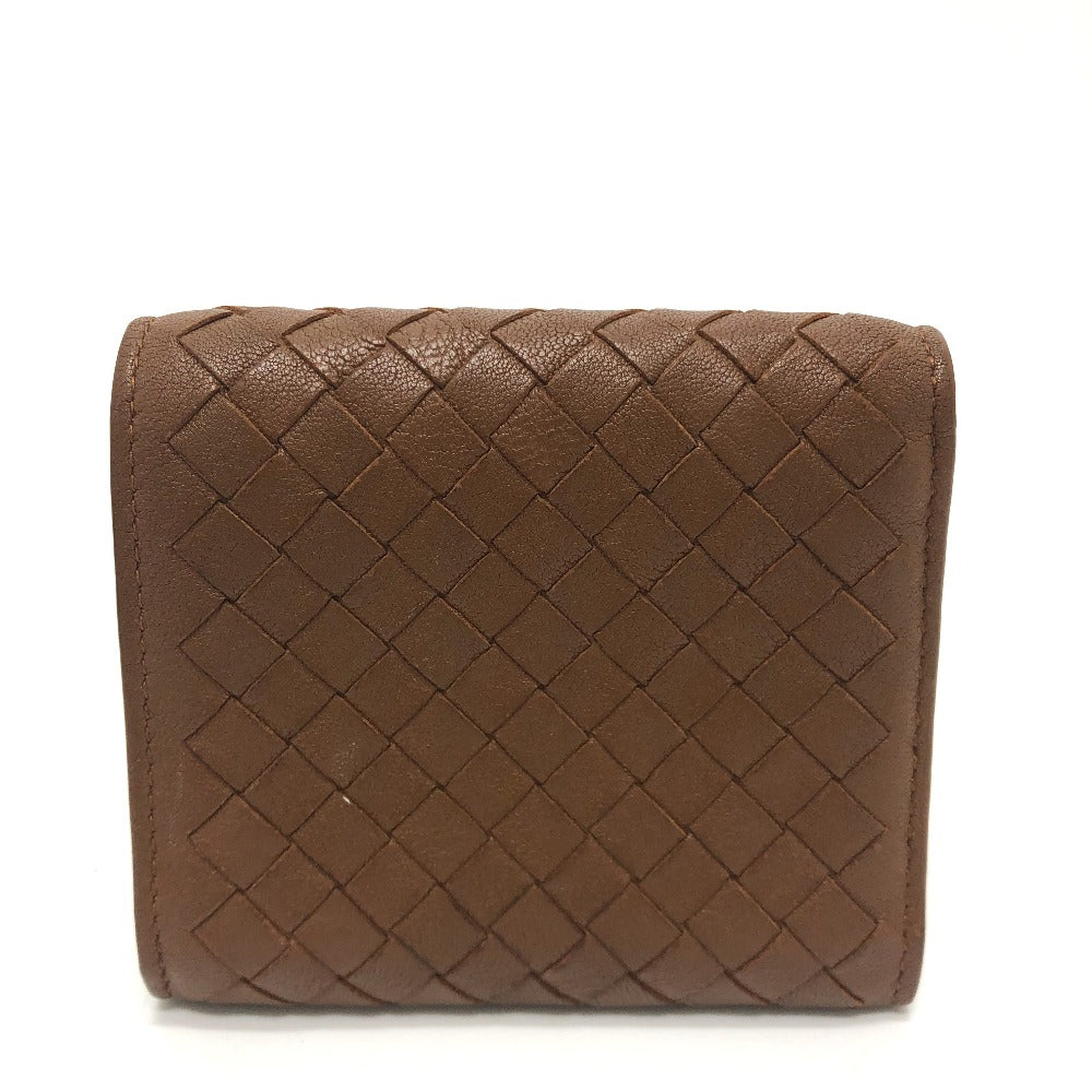 BOTTEGA VENETA Intrecciato Compact Wallet, Tri-fold Leather, Women's, Brown