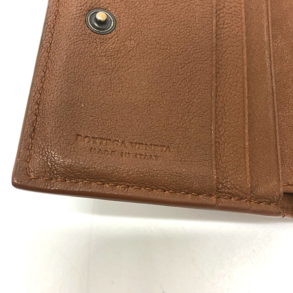BOTTEGA VENETA Intrecciato Compact Wallet, Tri-fold Leather, Women's, Brown
