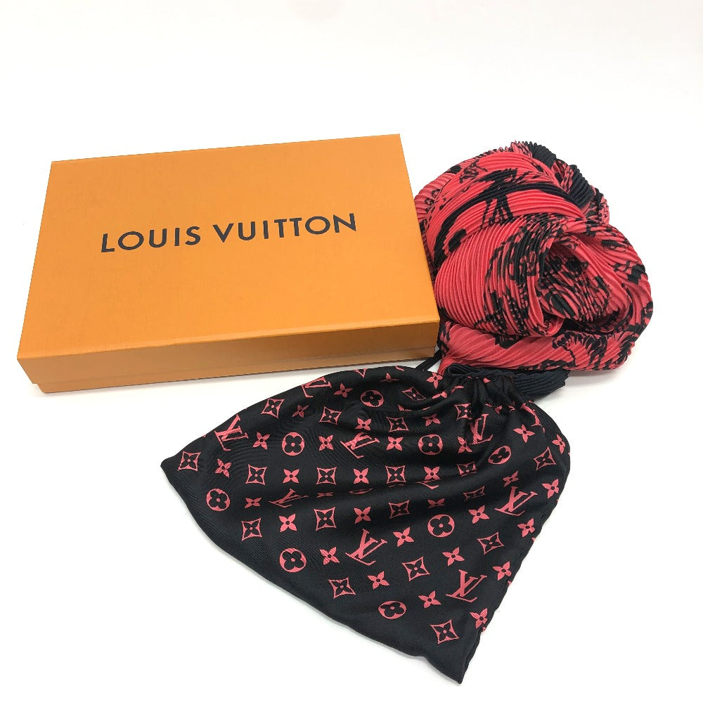 LOUIS VUITTON MP2279 Floral Stamp Giant Pleated Silk Scarf, Black
