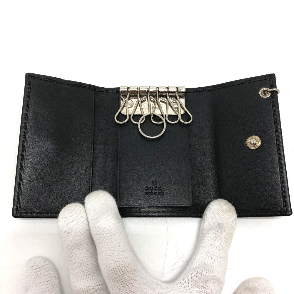 GUCCI 212111 GG Imprime 6-ring GG/Logo Key Case, Men's, Black