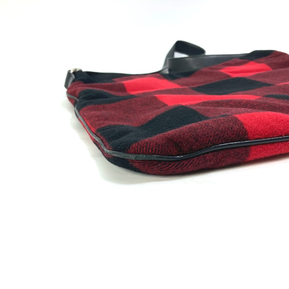 CELINE Check Crossbody Shoulder Bag, Cotton, Women's, Red