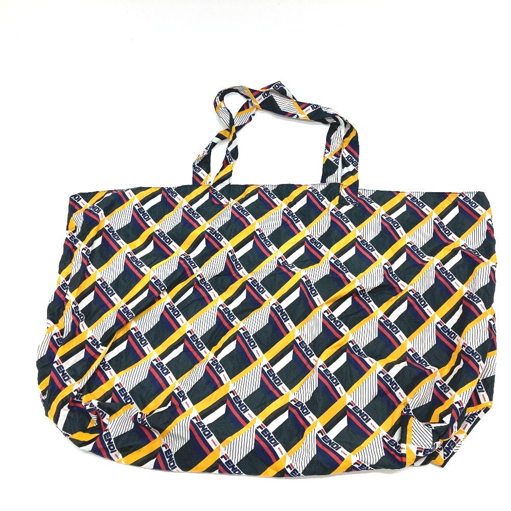 FENDI FIRA Eco Bag Shoulder Bag with Storage Pouch Tote Bag Leather/Nylon Women's White/Navy