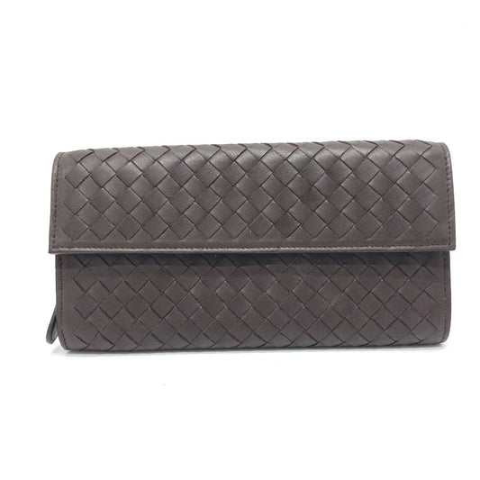 BOTTEGA VENETA 150509 Intrecciato Flap Long Wallet in Brown Leather for Men