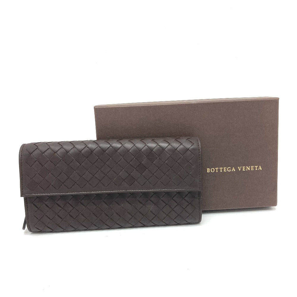 BOTTEGA VENETA 150509 Intrecciato Flap Long Wallet in Brown Leather for Men