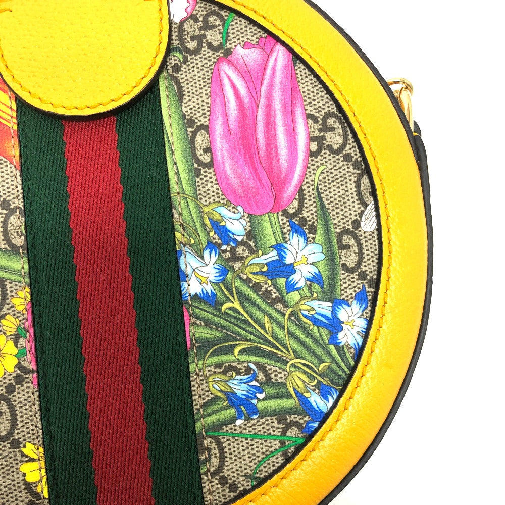 GUCCI 550618 GG フローラ ウェビングライン 肩掛けカバン ショルダーバッグ GGスプリームキャンバス レディース イエロー