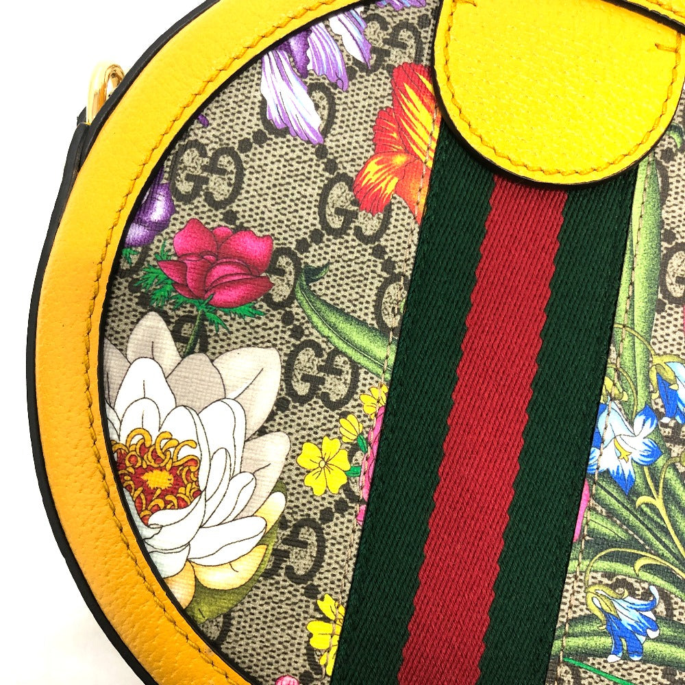 GUCCI 550618 GG フローラ ウェビングライン 肩掛けカバン ショルダーバッグ GGスプリームキャンバス レディース イエロー