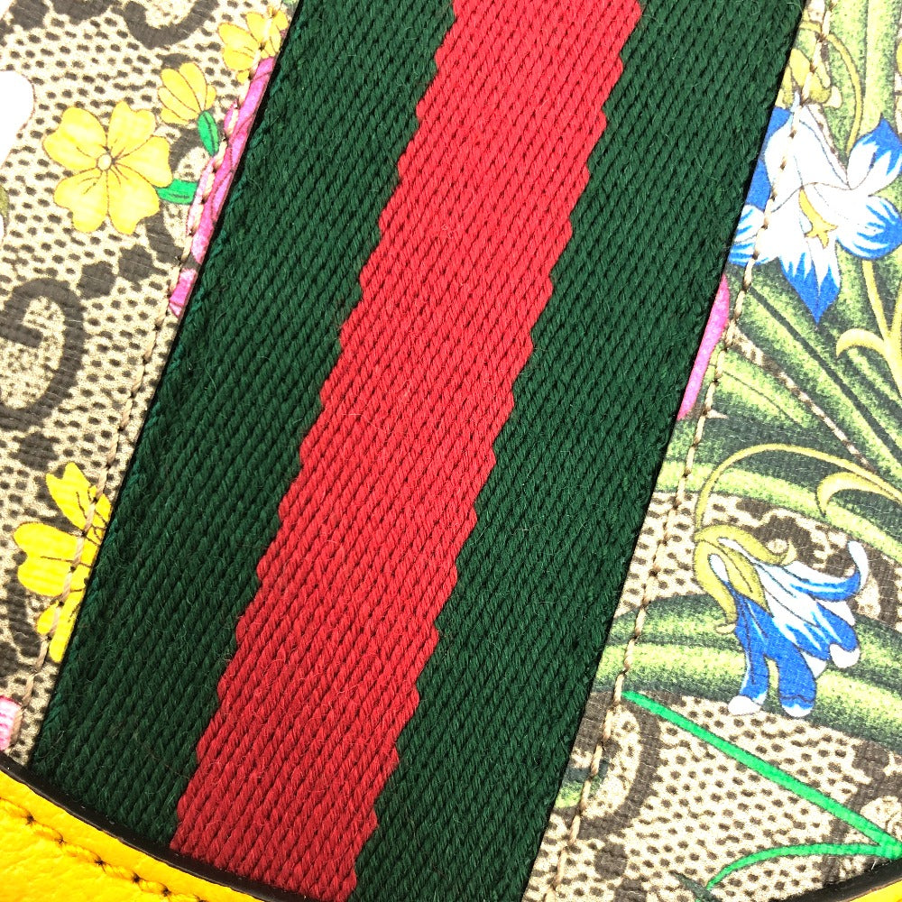 GUCCI 550618 GG フローラ ウェビングライン 肩掛けカバン ショルダーバッグ GGスプリームキャンバス レディース イエロー