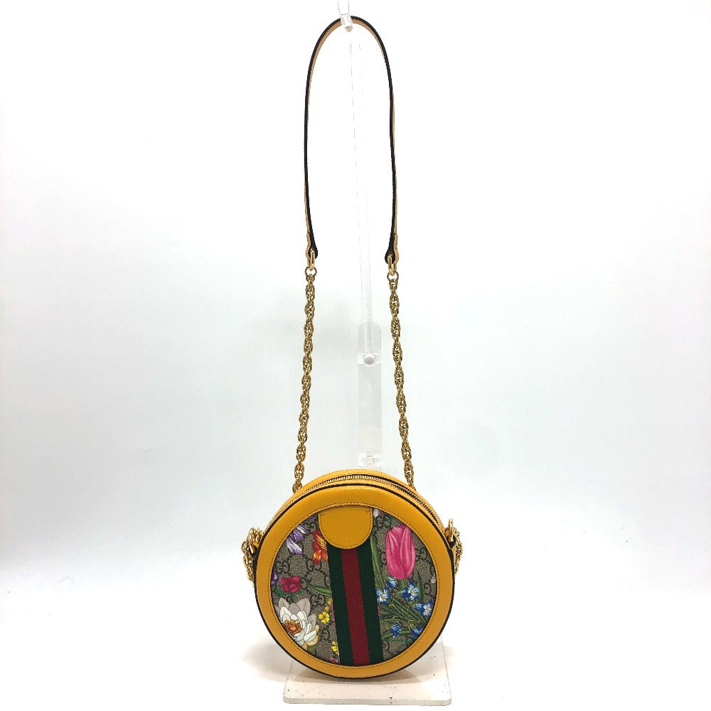 GUCCI 550618 GG フローラ ウェビングライン 肩掛けカバン ショルダーバッグ GGスプリームキャンバス レディース イエロー