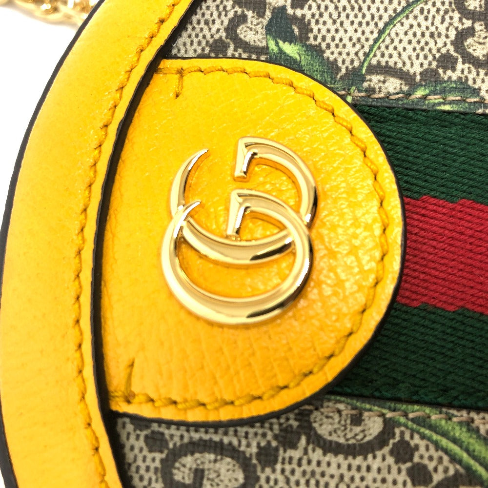 GUCCI 550618 GG フローラ ウェビングライン 肩掛けカバン ショルダーバッグ GGスプリームキャンバス レディース イエロー