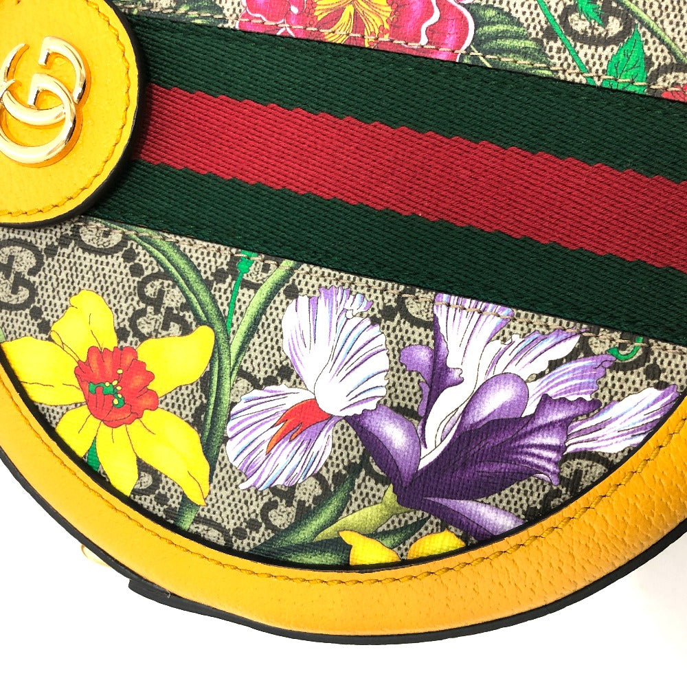 GUCCI 550618 GG フローラ ウェビングライン 肩掛けカバン ショルダーバッグ GGスプリームキャンバス レディース イエロー
