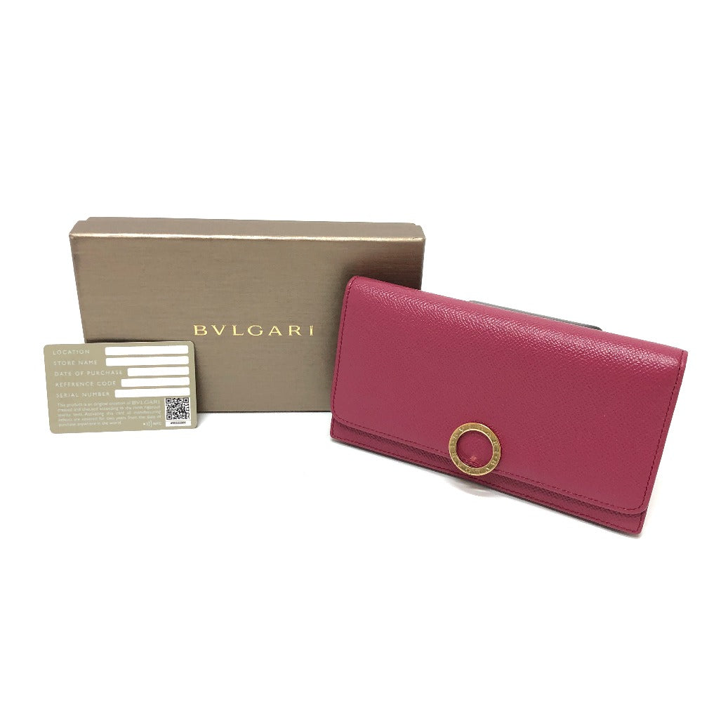 BVLGARI ロゴクリップ ロングウォレット ウォレット 長財布 レザー レディース ピンク