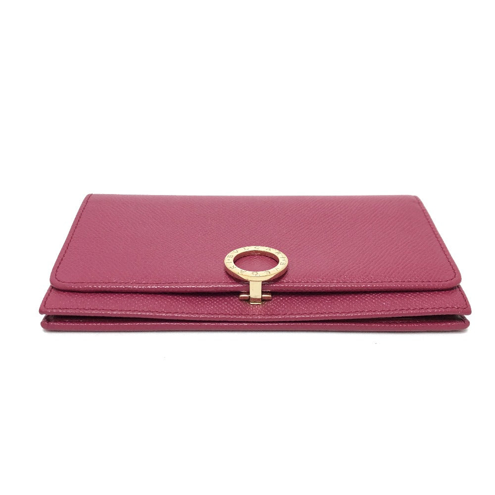BVLGARI ロゴクリップ ロングウォレット ウォレット 長財布 レザー レディース ピンク