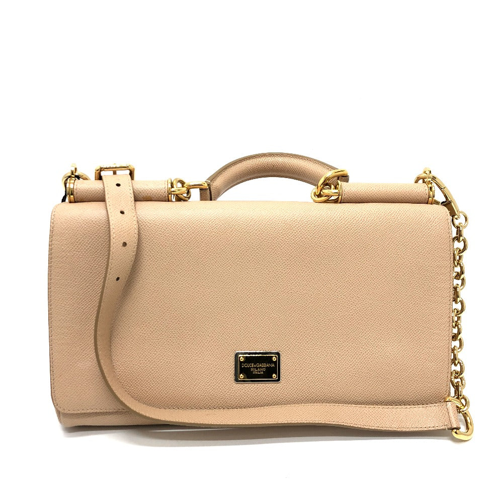 DOLCE&GABBANA シシリー プレート 2WAYバッグ ショルダーバッグ レザー レディース ベージュ