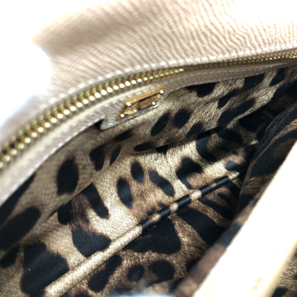 DOLCE&GABBANA シシリー プレート 2WAYバッグ ショルダーバッグ レザー レディース ベージュ