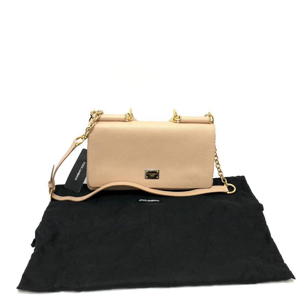 DOLCE&GABBANA シシリー プレート 2WAYバッグ ショルダーバッグ レザー レディース ベージュ