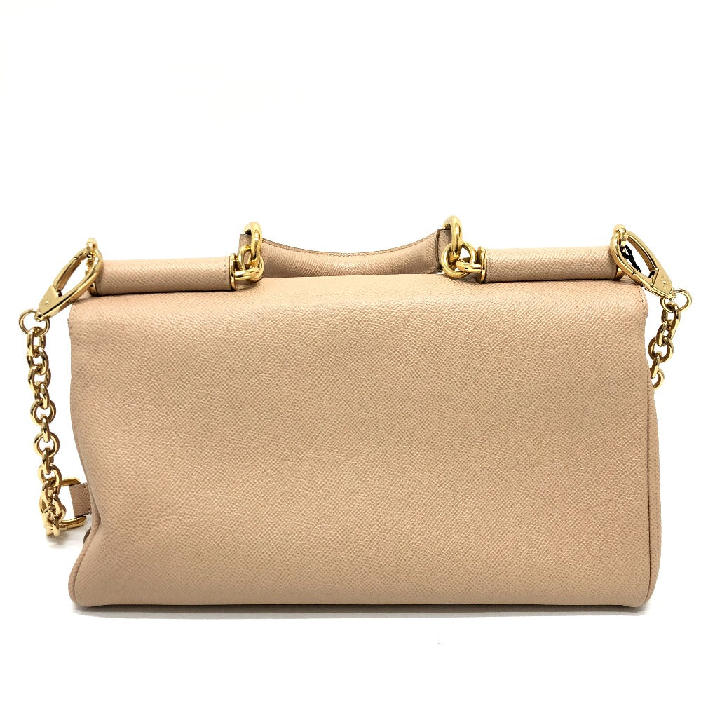 DOLCE&GABBANA シシリー プレート 2WAYバッグ ショルダーバッグ レザー レディース ベージュ