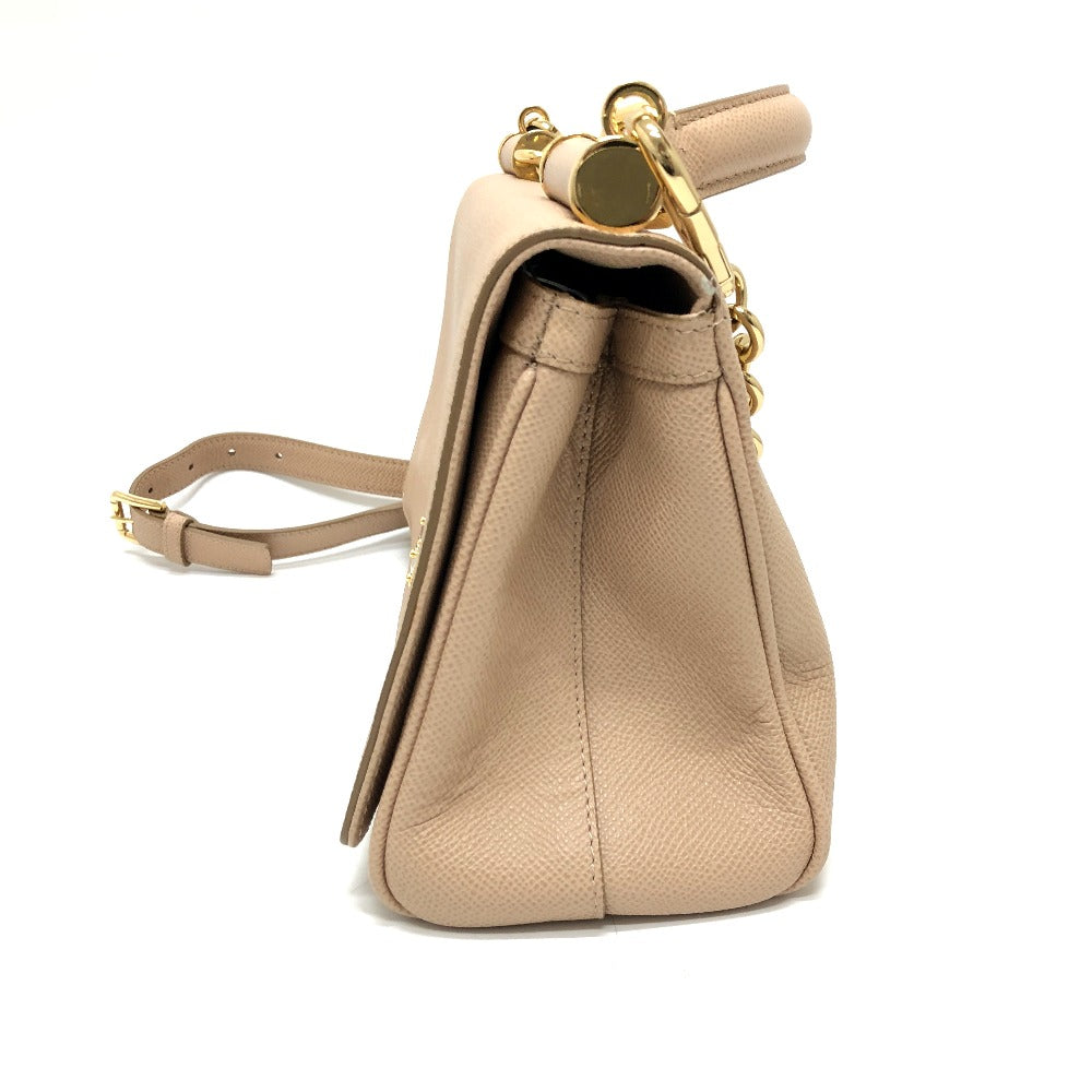 DOLCE&GABBANA シシリー プレート 2WAYバッグ ショルダーバッグ レザー レディース ベージュ