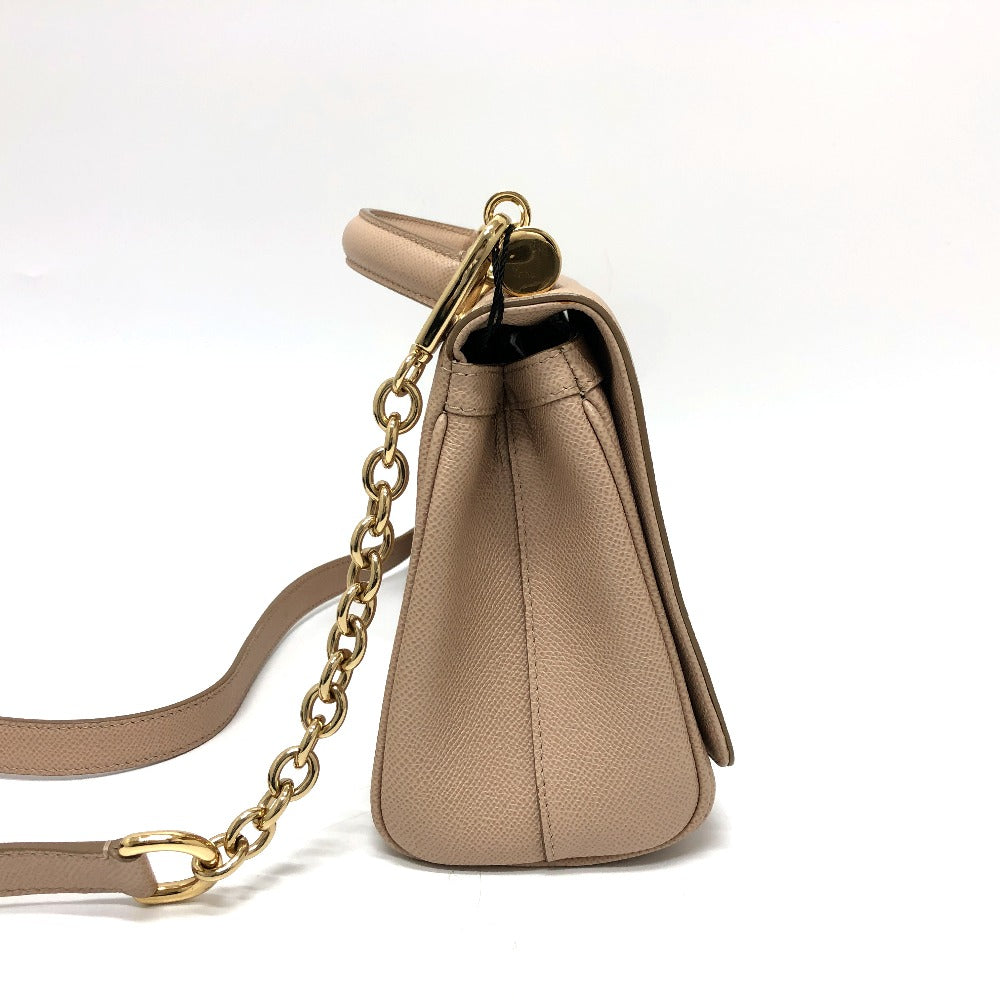 DOLCE&GABBANA シシリー プレート 2WAYバッグ ショルダーバッグ レザー レディース ベージュ