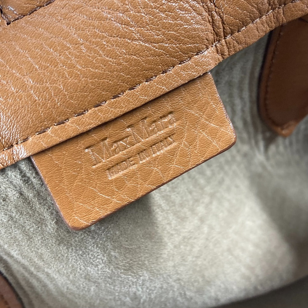 MAX MARA カバン ロゴ トートバッグ ポーチ付き 肩掛け ショルダーバッグ レザー レディース グレージュ系