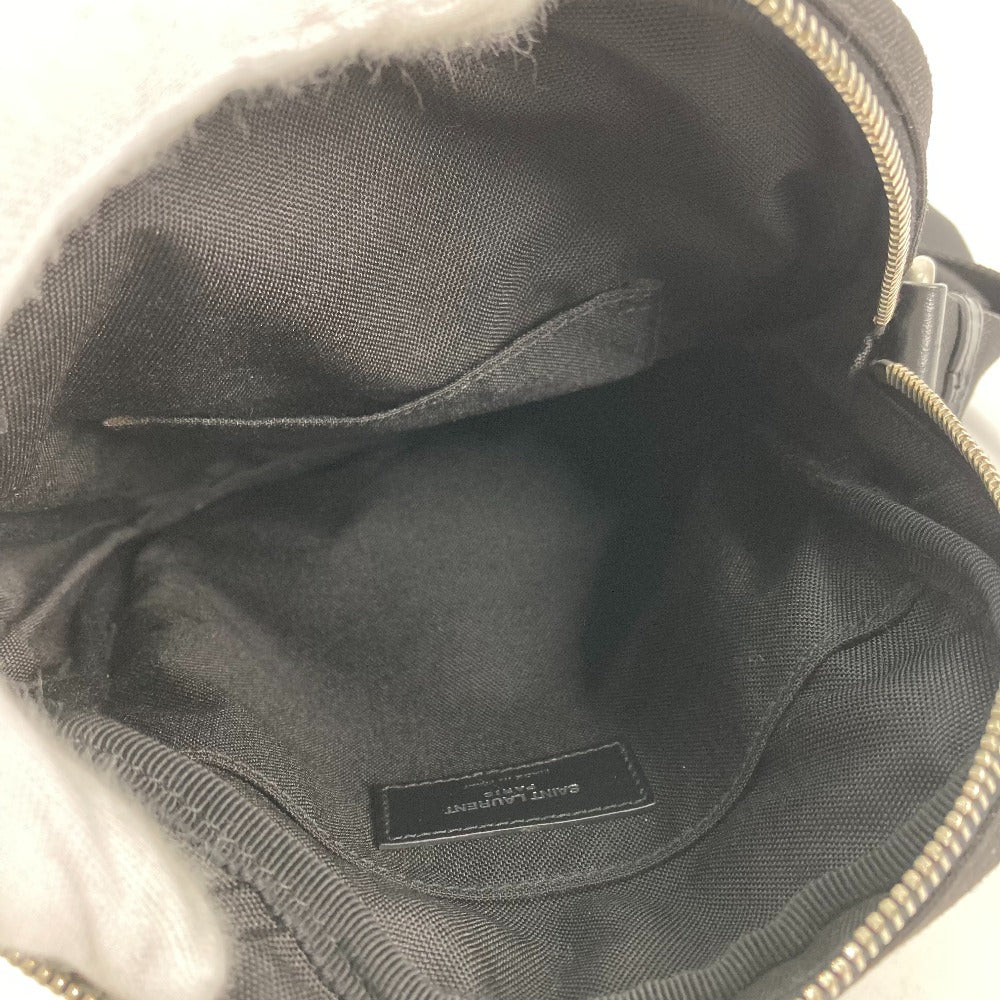 SAINT LAURENT PARIS 482777 斜め掛け カバン リビングトン サックポーチ ポシェット ショルダーバッグ レザー/キャンバス メンズ ブラック