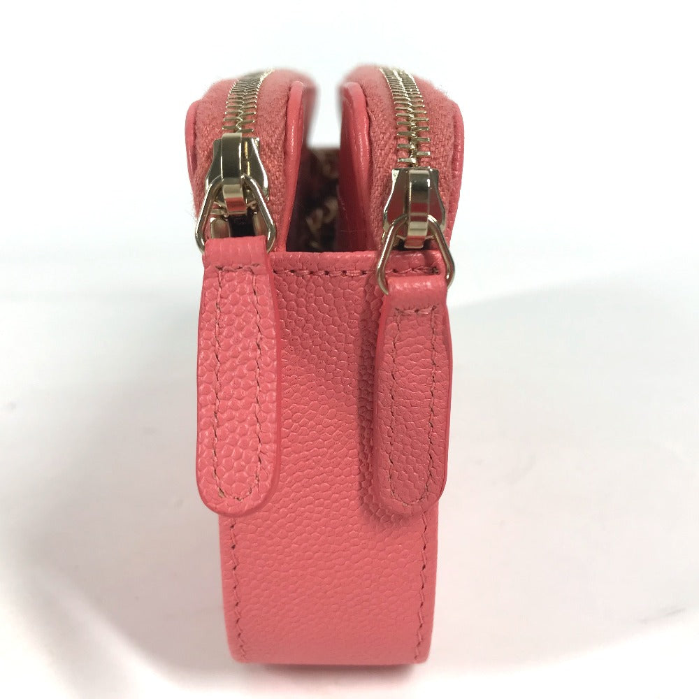 CHANEL A84069 CC Coco Mark Boy Chanel Coco Mark Shoulder Bag, Crossbody Long Wallet, Caviar Leather, Women's, Pink with Gold Hardware