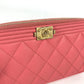CHANEL A84069 CC Coco Mark Boy Chanel Coco Mark Shoulder Bag, Crossbody Long Wallet, Caviar Leather, Women's, Pink with Gold Hardware