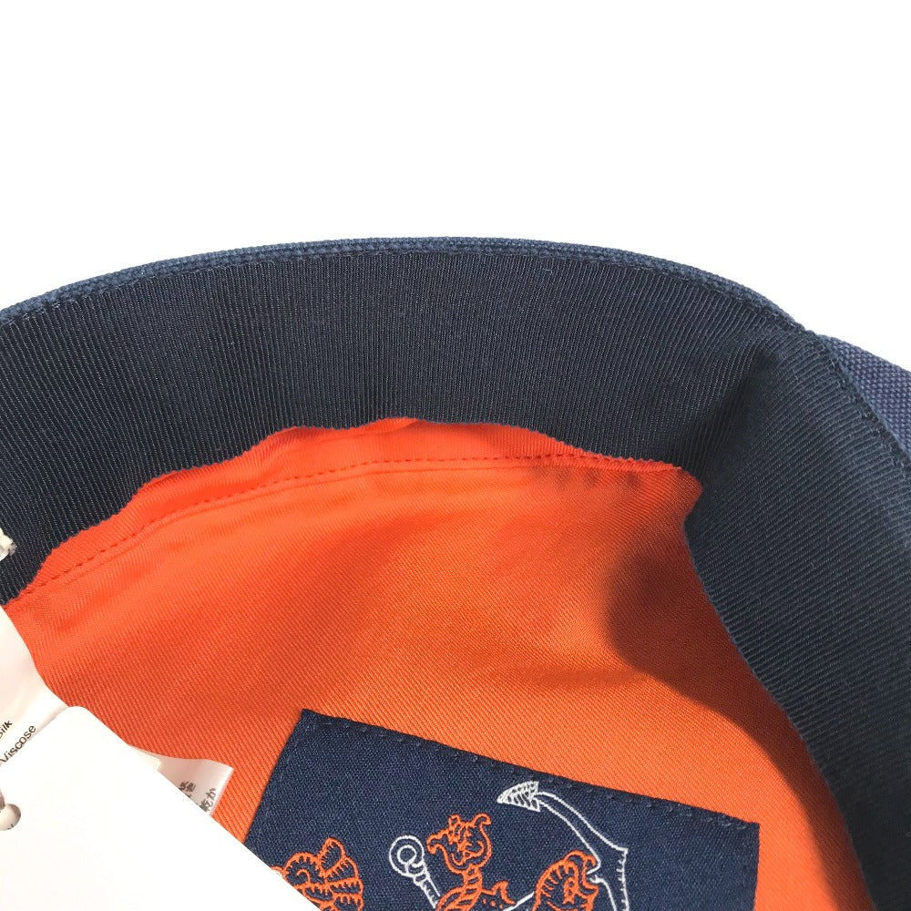 HERMES カブール セリエボタン キャスケット57 帽子 キャップ キャスケット コットン レディース ネイビー