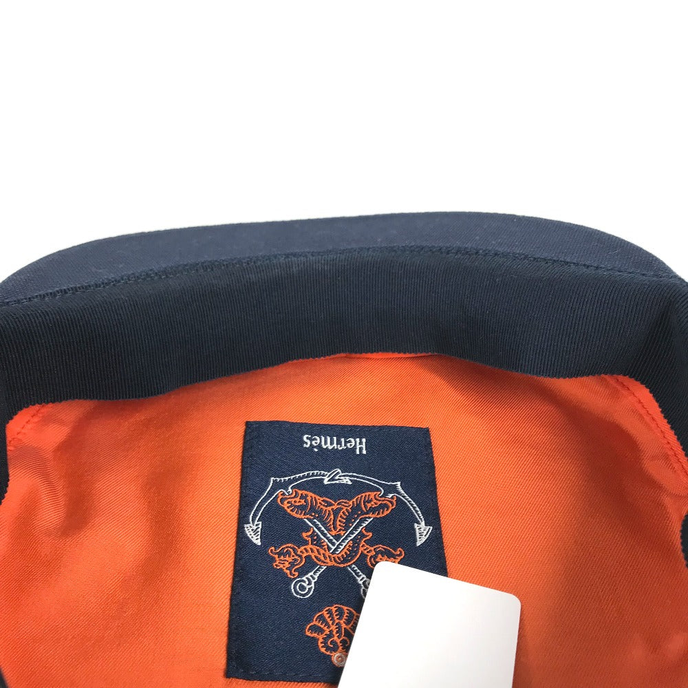HERMES カブール セリエボタン キャスケット57 帽子 キャップ キャスケット コットン レディース ネイビー