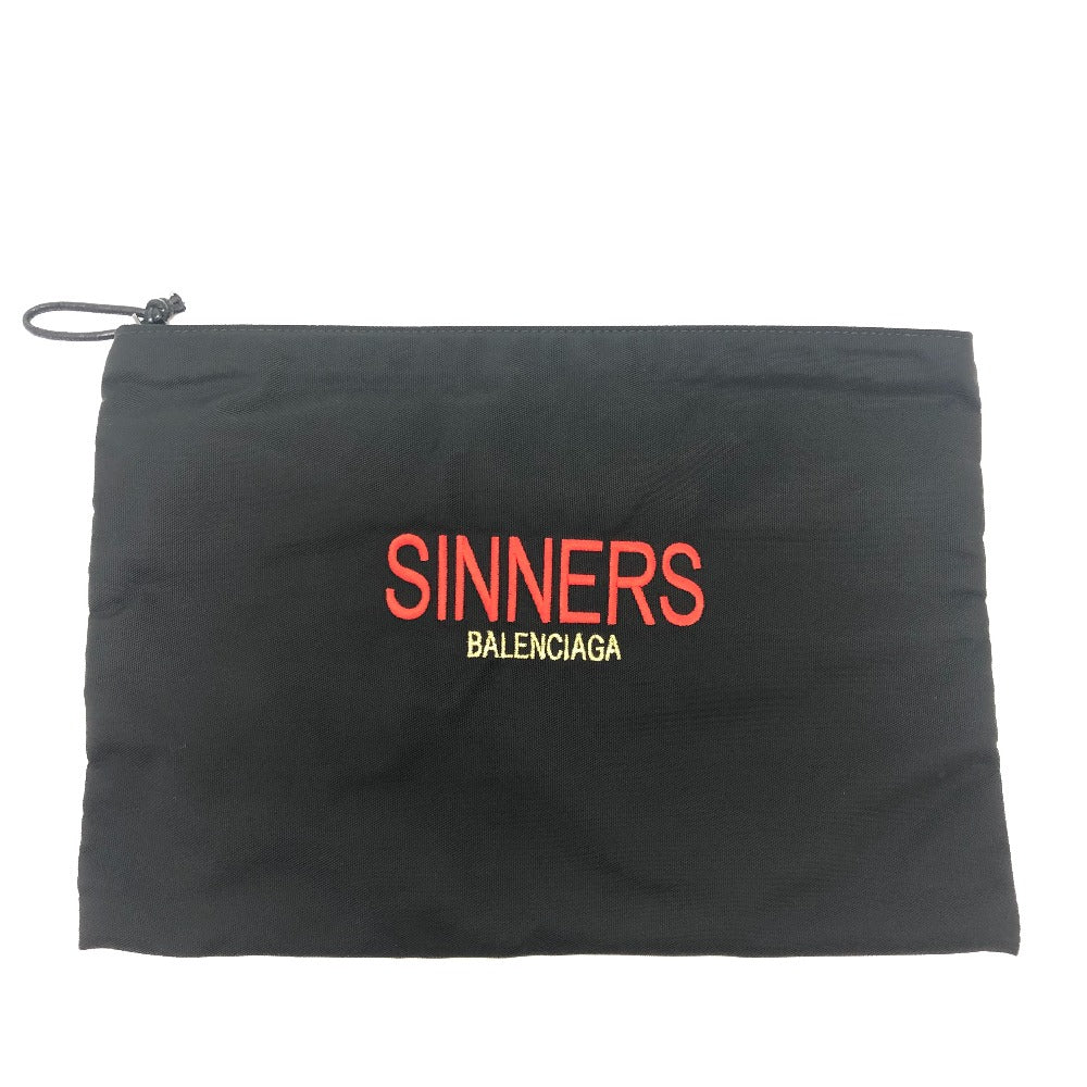 BALENCIAGA 459745 SINNERS ロゴ セカンド ポーチ カバン 手持ち クラッチバッグ ナイロン メンズ ブラック