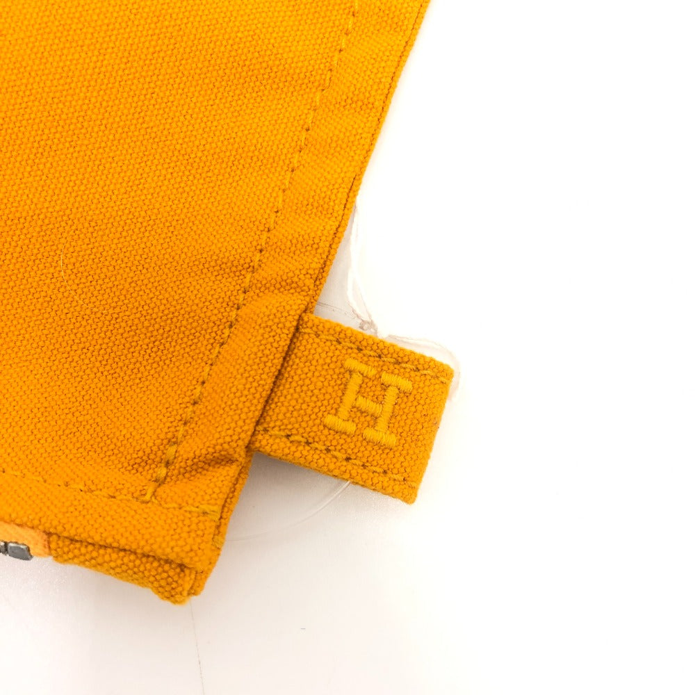 HERMES ロゴ フラット カバン バッグ ポーチ キャンバス レディース オレンジ