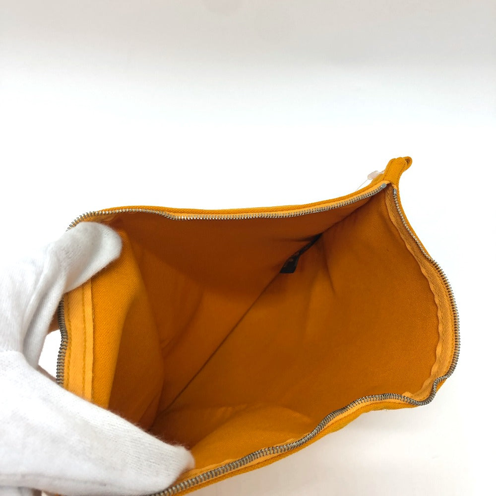 HERMES ロゴ フラット カバン バッグ ポーチ キャンバス レディース オレンジ