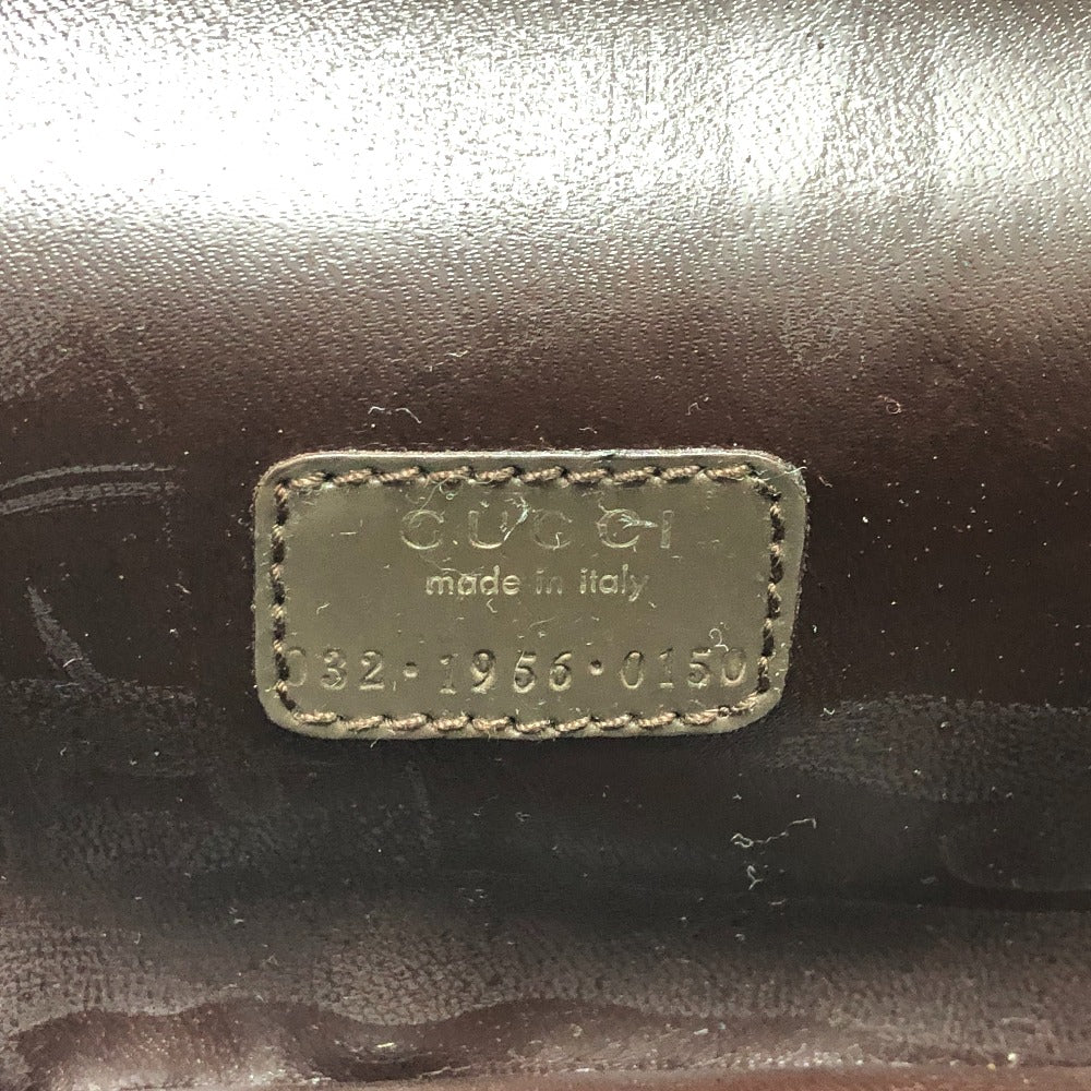 GUCCI 032.1956 オールドグッチ バンブー ハンドバッグ カバン バッグ ポーチ バニティバッグ カーフレザー レディース ブラウン