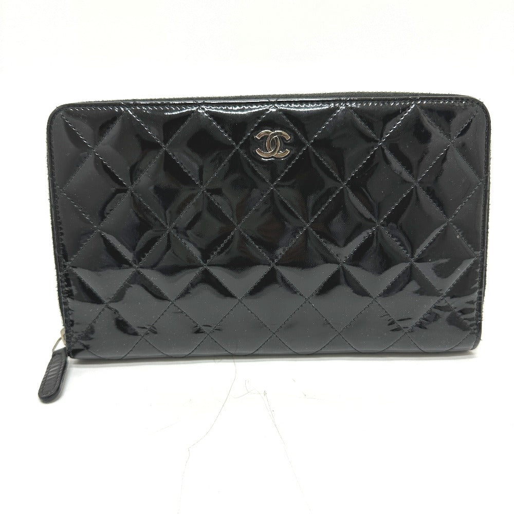 CHANEL マトラッセ ラウンド 長財布 パテントカーフレザー レディース ブラック - brandshop-reference