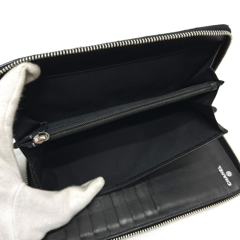 CHANEL マトラッセ ラウンド 長財布 パテントカーフレザー レディース ブラック - brandshop-reference