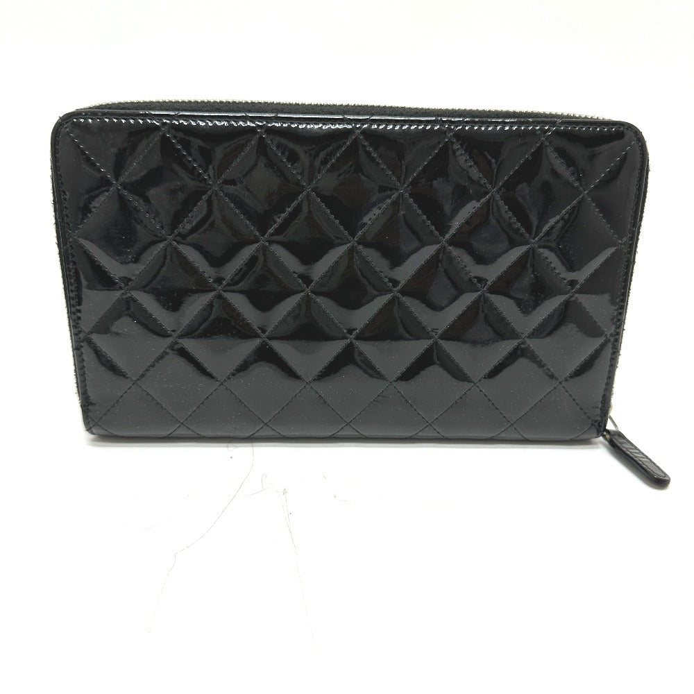 CHANEL マトラッセ ラウンド 長財布 パテントカーフレザー レディース ブラック - brandshop-reference