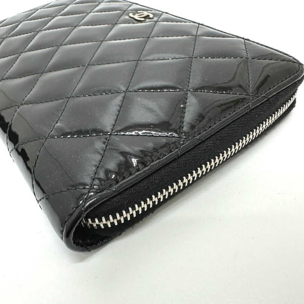 CHANEL マトラッセ ラウンド 長財布 パテントカーフレザー レディース ブラック - brandshop-reference