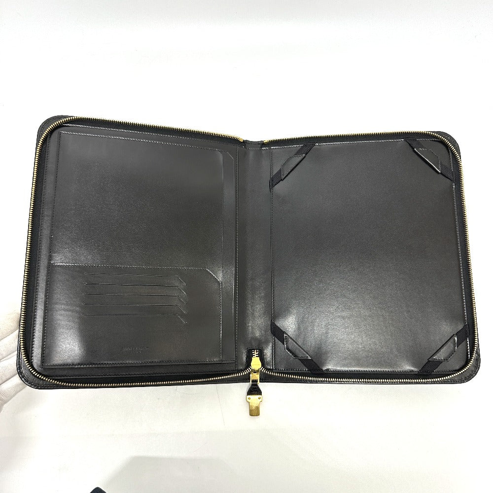 SAINT LAURENT PARIS 326604 ロゴ iPadケース レザー メンズ ブラック - brandshop-reference
